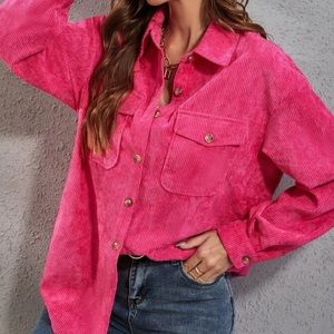 SHEIN Flap Picket Corduroy Blouse. SZ: LARGE 8/10